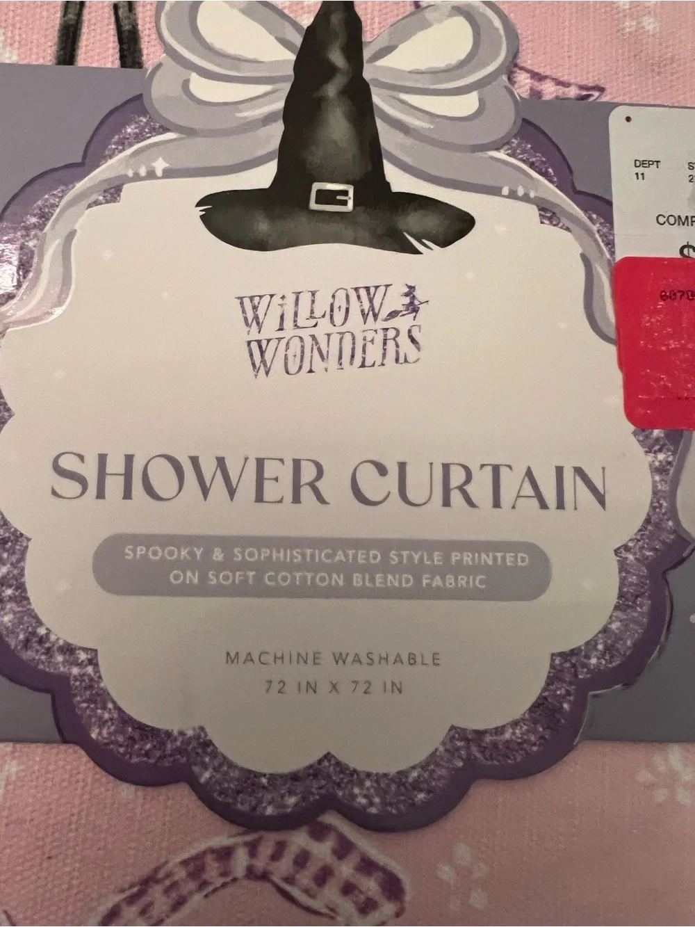 Pink Witch Hat Pattern Shower Curtain